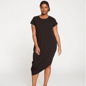 Universal Standard Black Iconic Geneva Asymmetrical Midi Dress 2XS (S-M)